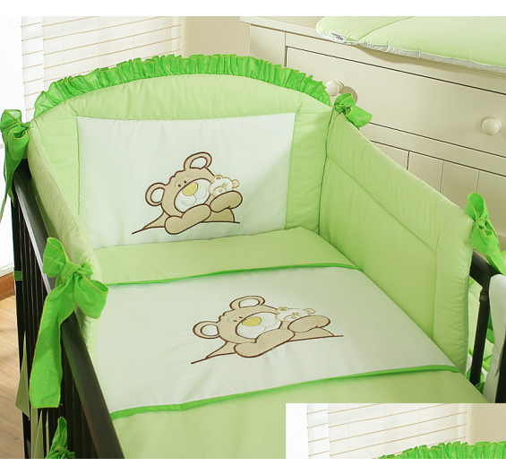 Conjunto de cama bebé  3 elementos Urso Colorido Verde